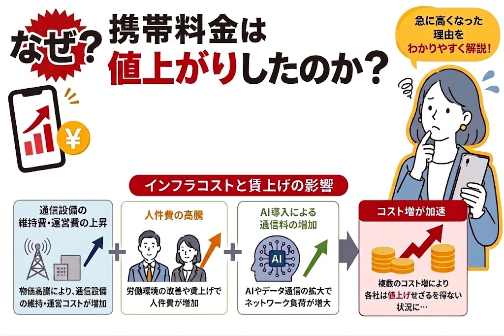 なぜ携帯料金は値上がりしたのか？　イメージ