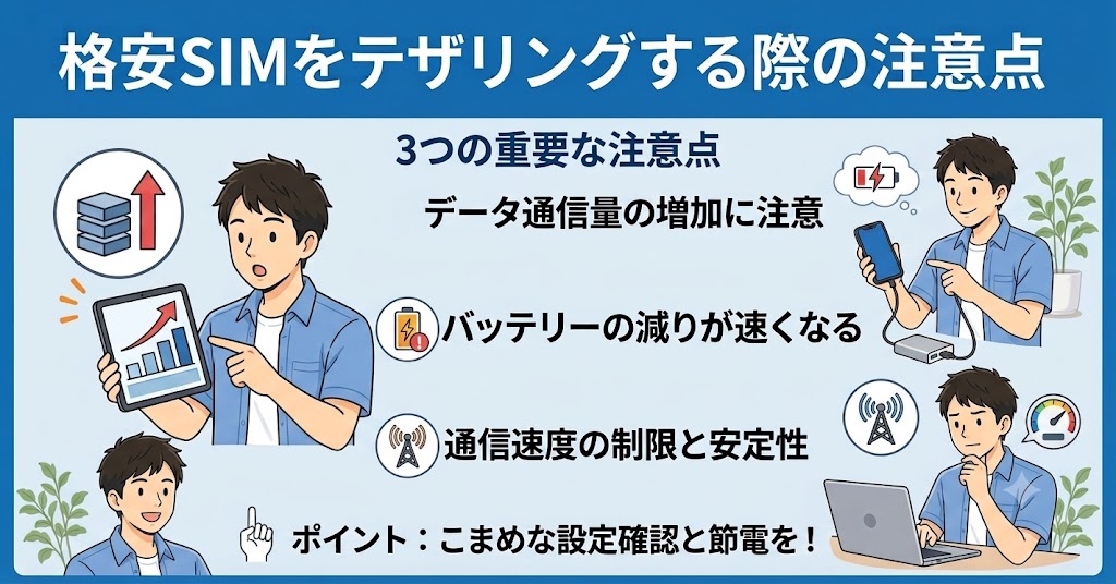 格安SIMをテザリングする際の注意点　